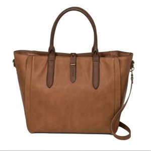 NWT Tote Handbag With Toggle Hardware Large Cognac